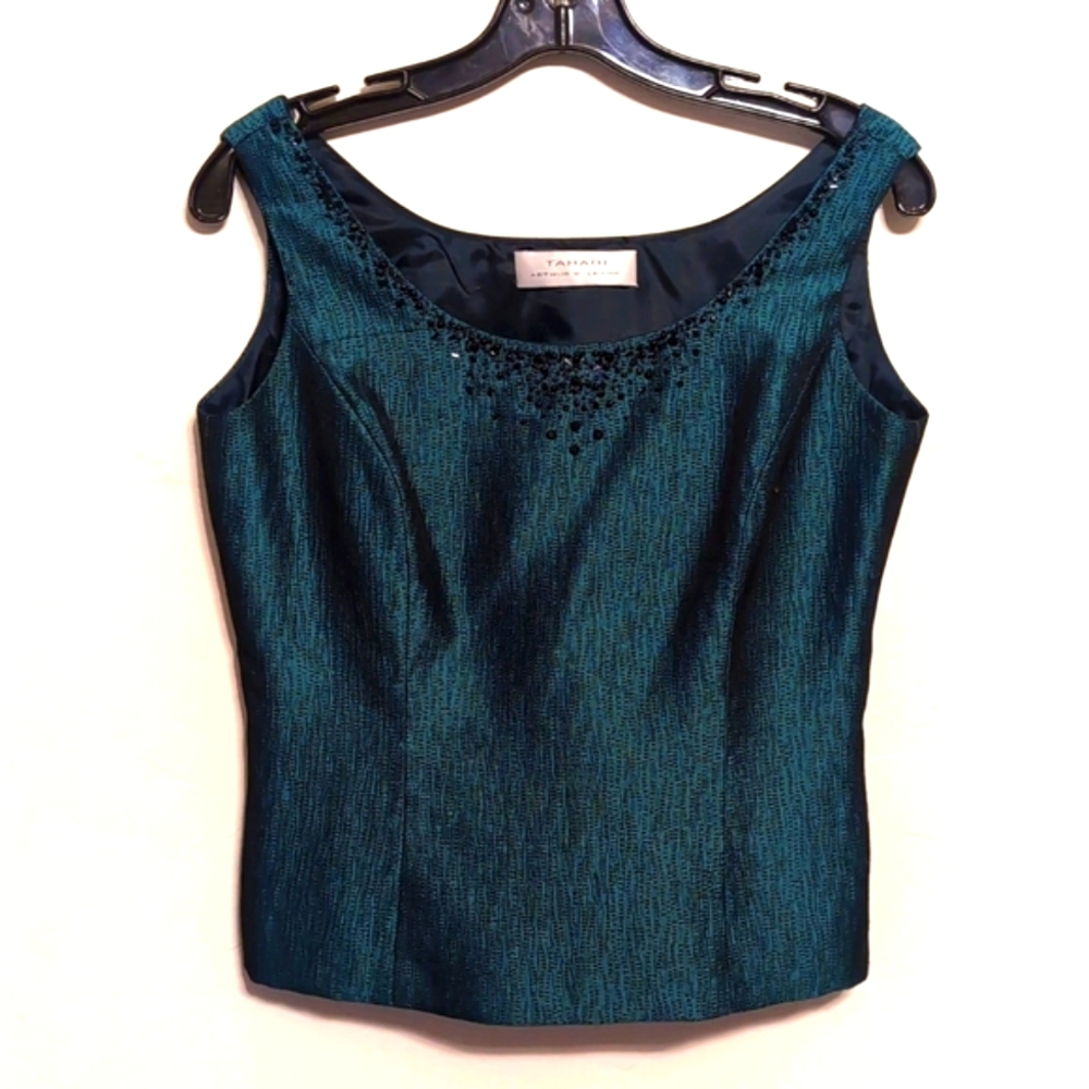 Tahari fitted bodice with black beading